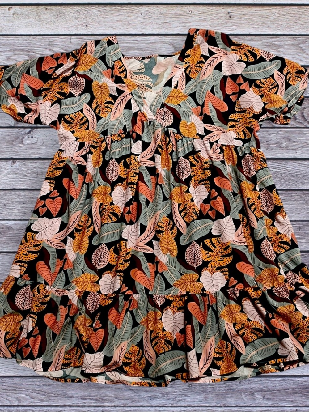 Cupshe Women's Tropical Leaf Print top - pink sage Orange Large